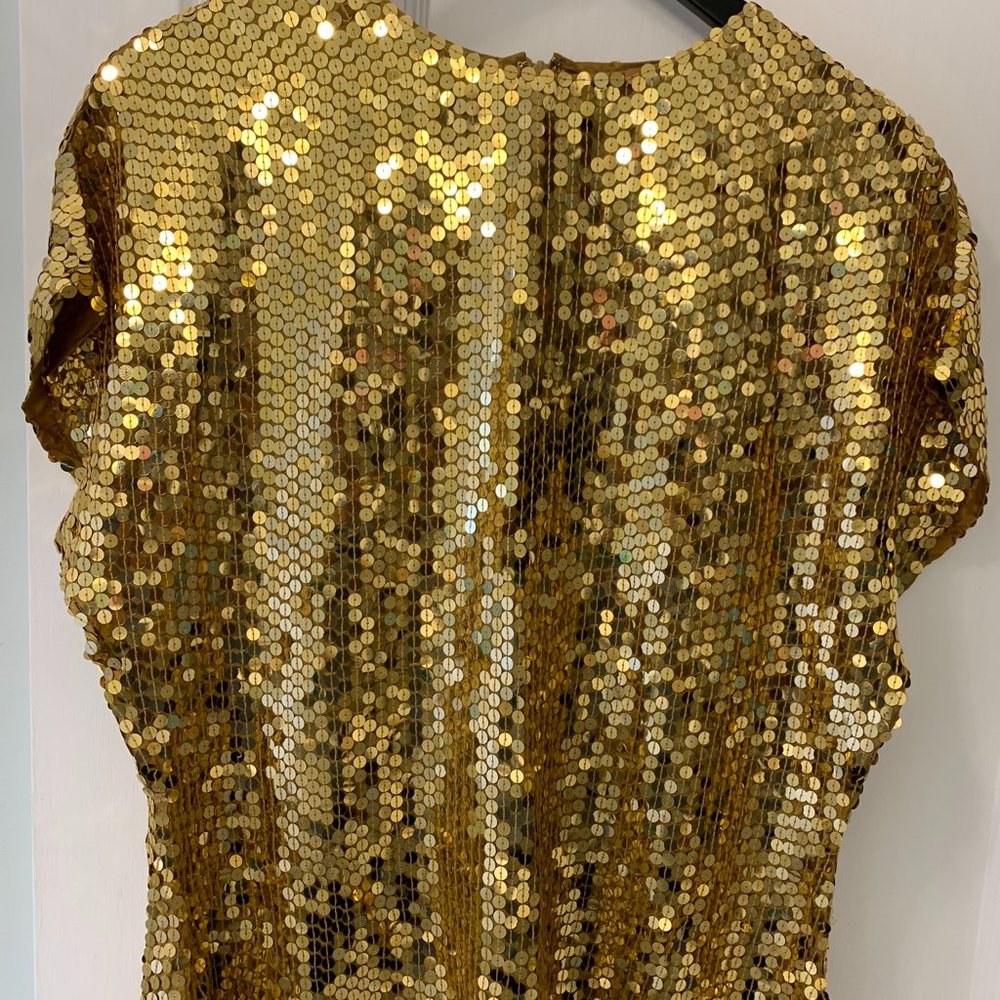 Gold Sequined Silk Top by DELA ROUFGA